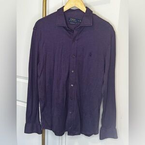 Polo by Ralph Lauren Men's Deep Purple Knit Button Down Shirt